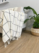 Manta Grid Cru E Preta 1,40X2,30