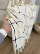 Manta Grid Cru E Preta 1,40X2,30